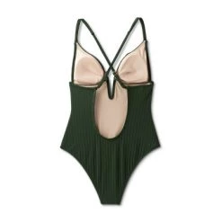 Women's Ribbed Plunge Front V-Wire One Piece Swimsuit - Shade & Shore™ Dark Green -Shade & Shore Sales Shop GUEST 003b075d ea78 4a49 b3f5 f02d271cc874