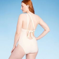 Women's One Shoulder Plunge Cut Out One Piece Swimsuit - Shade & Shore™ Off-white -Shade & Shore Sales Shop GUEST 06687ccf 07b0 4725 acd0 214c005b1d33
