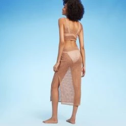Women's Cut Out Crochet Cover Up Dress - Shade & Shore™ Light Brown