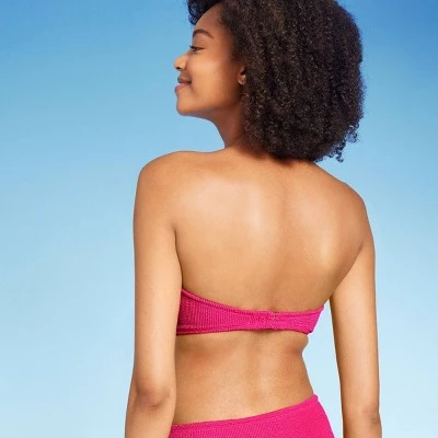 Women's Pucker Textured Light Lift Bandeau Bikini Top - Shade & Shore™ Light Blue 1 Women's Pucker Textured Light Lift Bandeau Bikini Top - Shade & Shore™ Light Blue