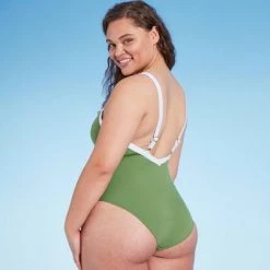 Women's Square Neck Wide Binding One Piece Swimsuit - Shade & Shore™ Olive Green -Shade & Shore Sales Shop GUEST 1337abde d961 4a1b a630 11c2e8ef0dbc