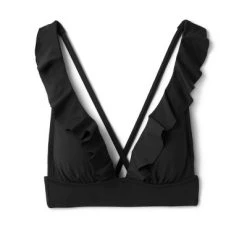 Women's Ruffle V-Neck Longline Triangle Bikini Top - Shade & Shore™ Black -Shade & Shore Sales Shop GUEST 14944989 6860 4b71 9fc4 8d68407cb2d1