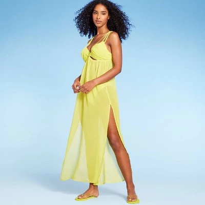 Women's Cut Out Cover Up Maxi Dress - Shade & Shore™ Bright Yellow 2 Women's Cut Out Cover Up Maxi Dress - Shade & Shore™ Bright Yellow - Image 2