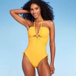 Women's Functional Cinch Side One Piece Swimsuit - Shade & Shore™ Light Gold -Shade & Shore Sales Shop GUEST 1a212c74 2831 4908 81e1 240844d66c19 1