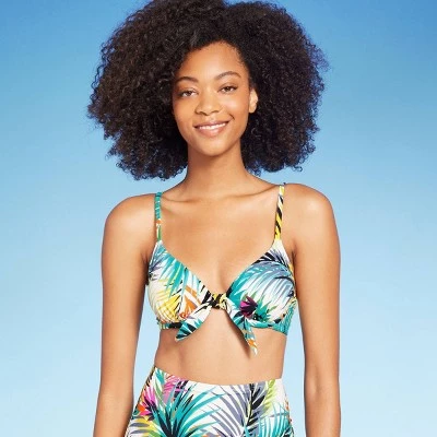 Women's Tie Detail Underwire Bikini Top - Shade & Shore™ Multi Palm Print 3 Women's Tie Detail Underwire Bikini Top - Shade & Shore™ Multi Palm Print - Image 3