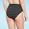 Women's Ribbed High Waist Bikini Bottom - Shade & Shore™ Black Striped