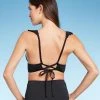 Women's Ruffle V-Neck Longline Triangle Bikini Top - Shade & Shore™ Black