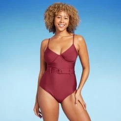Women's Underwire Belted One Piece Swimsuit - Shade & Shore™ Red -Shade & Shore Sales Shop GUEST 202f07b3 fda5 4728 9d98 c6acaa47d1c0