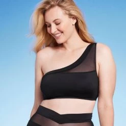 Women's One Shoulder Mesh Bikini Top - Shade & Shore™ Black -Shade & Shore Sales Shop GUEST 217aa012 ae45 4296 b8b5 c7843cf5bd1e