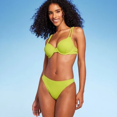 Women's High Leg Extra Cheeky Bikini Bottom - Shade & Shore™ Neon Yellow 2 Women's High Leg Extra Cheeky Bikini Bottom - Shade & Shore™ Neon Yellow - Image 2