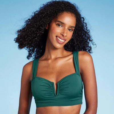 Women's V-Wire Bandeau Bikini Top - Shade & Shore™ Green 2 Women's V-Wire Bandeau Bikini Top - Shade & Shore™ Green - Image 2