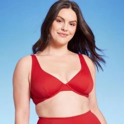 Women's Retro Ribbed Underwire Bikini Top - Shade & Shore™ Red -Shade & Shore Sales Shop GUEST 2572d16a 2a31 45fd b303 25cb22ca649e