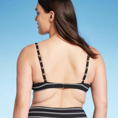Women's Ribbed Demi Underwire Bikini Top - Shade & Shore™ Black Striped 4 Women's Ribbed Demi Underwire Bikini Top - Shade & Shore™ Black Striped - Image 4