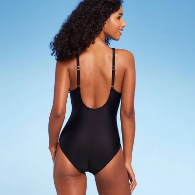 Women's V-Neck Scoop Back One Piece Swimsuit - Shade & Shore™ Black 1 Women's V-Neck Scoop Back One Piece Swimsuit - Shade & Shore™ Black