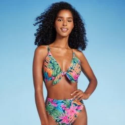 Women's Tie-Front Longline Bikini Top - Shade & Shore™ Multi Tropical Floral Print -Shade & Shore Sales Shop GUEST 30858c61 2e63 460e b75c 22c595bb3e07