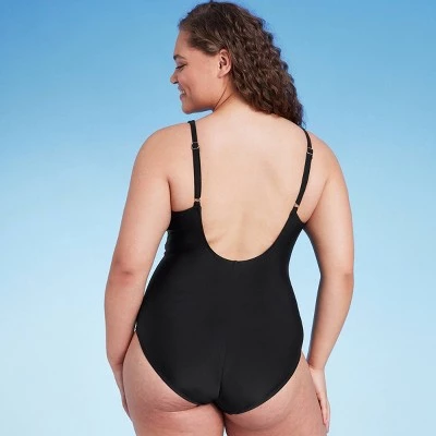 Women's V-Neck Scoop Back One Piece Swimsuit - Shade & Shore™ Black 4 Women's V-Neck Scoop Back One Piece Swimsuit - Shade & Shore™ Black - Image 4