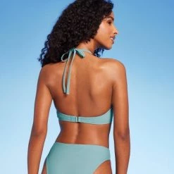 Women's Ring-Front Halter Bandeau Bikini Top - Shade & Shore™ White