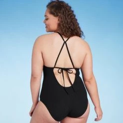 Women's Ribbed Bead Knot Detail One Piece Swimsuit - Shade & Shore™ Black -Shade & Shore Sales Shop GUEST 3bfee871 2c75 47cb b9e9 9b3910a96099
