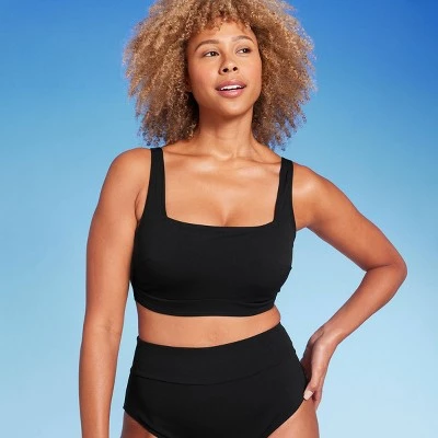 Women's Shaping Square Neck Underwire Longline Bikini Top - Shade & Shore™ Black 3 Women's Shaping Square Neck Underwire Longline Bikini Top - Shade & Shore™ Black - Image 3