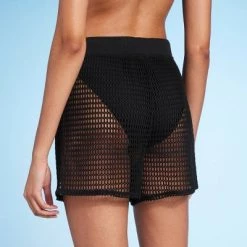 Women's Pull-On Crochet Cover Up Shorts - Shade & Shoreâ„¢ Black