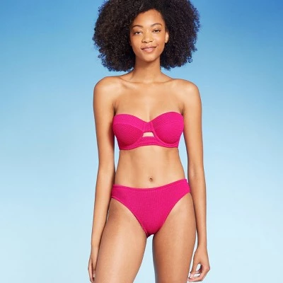 Women's Pucker Textured Hipster Bikini Bottom - Shade & Shore™ Hot Pink 2 Women's Pucker Textured Hipster Bikini Bottom - Shade & Shore™ Hot Pink - Image 2