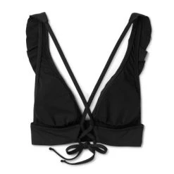 Women's Ruffle V-Neck Longline Triangle Bikini Top - Shade & Shore™ Black -Shade & Shore Sales Shop GUEST 4936dd66 fd62 4803 b6eb f7cd42ab49a3