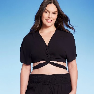 Women's Multiway Wrap Cover Up Top - Shade & Shore™ Multi Tropical Floral Print 3 Women's Multiway Wrap Cover Up Top - Shade & Shore™ Multi Tropical Floral Print - Image 3