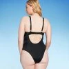Women's Shirred Cup Underwire High Leg One Piece Swimsuit - Shade & Shore™ Black Shine