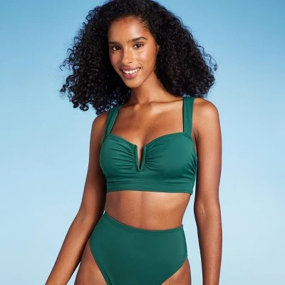 Women's V-Wire Bandeau Bikini Top - Shade & Shore™ Green 3 Women's V-Wire Bandeau Bikini Top - Shade & Shore™ Green - Image 3