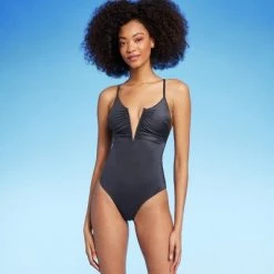 Women's Shirred V-Wire Plunge One Piece Swimsuit - Shade & Shore™ Gray 18 Women's Shirred V-Wire Plunge One Piece Swimsuit - Shade & Shore™ Gray -Shade & Shore Sales Shop GUEST 63604a0e eaee 48cd 88b9 2f2a190c3d87 1