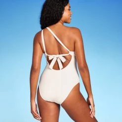 Women's One Shoulder Plunge Cut Out One Piece Swimsuit - Shade & Shore™ Off-white -Shade & Shore Sales Shop GUEST 69d624a1 358f 4e1b 98c1 c10a0c0914bd