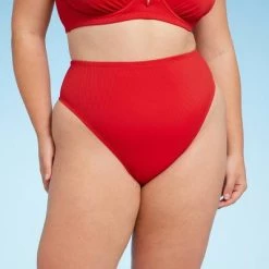 Women's Ribbed High Waist High Leg Bikini Bottom - Shade & Shore™ Red -Shade & Shore Sales Shop GUEST 74b3c974 9834 476a 9803 bf533201dbee 2