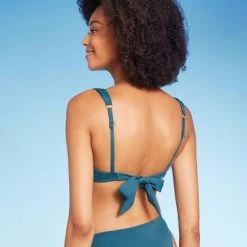 Women's Knot Detail Continuous Underwire Bikini Top - Shade & Shore™ Teal Blue