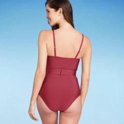 Women's Underwire Belted One Piece Swimsuit - Shade & Shore™ Red