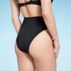 Women's High Waist High Leg Bead Detail Belted Bikini Bottom - Shade & Shore™ Black