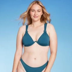Women's Knot Detail Continuous Underwire Bikini Top - Shade & Shore™ Teal Blue -Shade & Shore Sales Shop GUEST 81263085 ff31 41a0 83b3 735b26037031