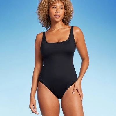Shade & Shore Women's Shaping Square Neck One Piece Swimsuit - Shade & Shore™ Black 2 Shade & Shore Women's Shaping Square Neck One Piece Swimsuit - Shade & Shore™ Black - Image 2