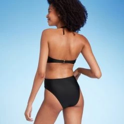 Women's Ring-Front Halter Monokini One Piece Swimsuit - Shade & Shore™ Black