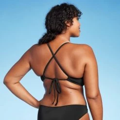 Women's Ribbed Longline V-Wire Bikini Top - Shade & Shore™ Black -Shade & Shore Sales Shop GUEST 8e51cd06 f5b2 4122 8ec6 d757e3de52b1