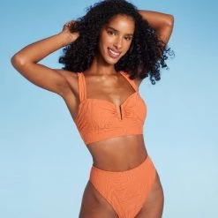 Women's Bandeau Jacquard Bikini Top - Shade & Shore™ Orange -Shade & Shore Sales Shop GUEST 92952ca3 1e62 4f6b b5cd ef22a64a1840