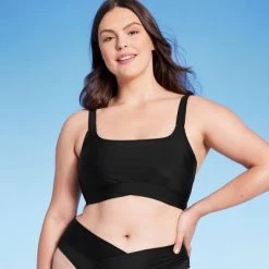 Women's Longline Square Neck Bralette Bikini Top - Shade & Shore™ Black -Shade & Shore Sales Shop GUEST b423536c b64b 42a8 8900 e3a27b9ac299