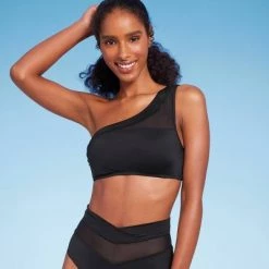 Women's One Shoulder Mesh Bikini Top - Shade & Shore™ Black -Shade & Shore Sales Shop GUEST b60716a1 75f5 4f2b 95d2 7cf54c6aae05