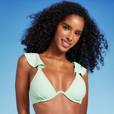 Women's Ruffle Continuous Underwire Bikini Top - Shade & Shore™ Green 2 Women's Ruffle Continuous Underwire Bikini Top - Shade & Shore™ Green - Image 2