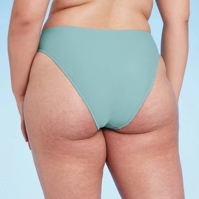 Women's Ring Detail Medium Coverage High Waist Extra High Leg Bikini Bottom - Shade & Shore™ Sage Green 4 Women's Ring Detail Medium Coverage High Waist Extra High Leg Bikini Bottom - Shade & Shore™ Sage Green - Image 4