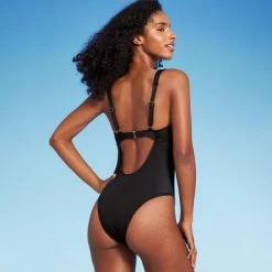 Women's Shirred Cup Underwire High Leg One Piece Swimsuit - Shade & Shore™ Black Shine -Shade & Shore Sales Shop GUEST bd02113f dca7 4a6e 8fda 71250fb63512