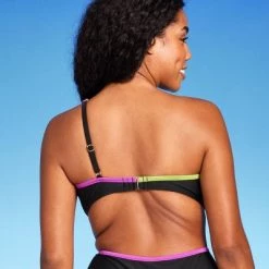 Women's Contrast Binding One Shoulder Bralette Bikini Top - Shade & Shore™ Black -Shade & Shore Sales Shop GUEST c1f9aeca c61e 4dbf a08a e3be9442a4f0