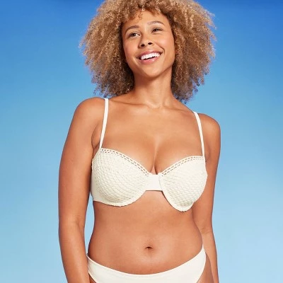 Women's Crochet Underwire Bikini Top - Shade & Shore™ Off-white 3 Women's Crochet Underwire Bikini Top - Shade & Shore™ Off-white - Image 3