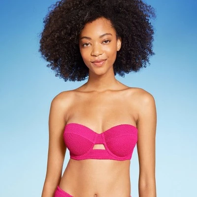 Women's Pucker Textured Light Lift Bandeau Bikini Top - Shade & Shore™ Light Blue 2 Women's Pucker Textured Light Lift Bandeau Bikini Top - Shade & Shore™ Light Blue - Image 2