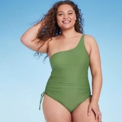 Women's Side-Tie One Shoulder One Piece Swimsuit - Shade & Shore™ Green -Shade & Shore Sales Shop GUEST d5ce40e2 6bdb 4246 bd4c 6c06f1255fa8