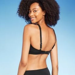 Women's High Neck Braided Strap Bikini Top - Shade & Shore™ Black